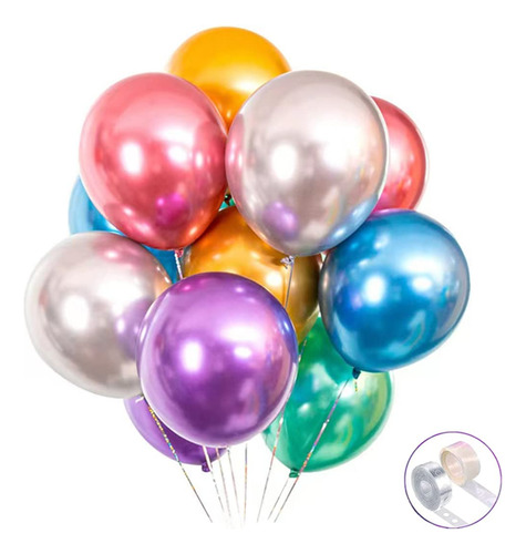 Globos Coloridos Para Fiesta, 100 Globos Metlicos Cromados D