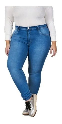 Pantalón Jean Chupín Celeste Dama Mujer Talles Especiales