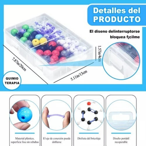 189 Pzs Kit Modelo De Estructura Molecular Atómica Química