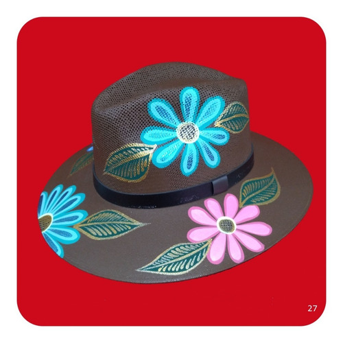 Imagen 5 de 5 de Elegante Sombrero Artesanal Pintado A Mano Varios Modelos 3
