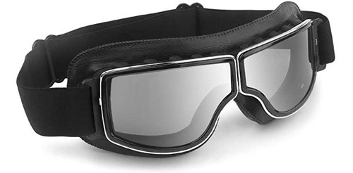 Motorcycle Goggles Vintage Anti Fog Pilot Pu Leather Glasse.