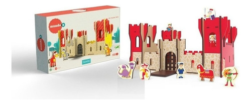 Castillo Medieval Con Figuras Madera Plan Z Color Rojo