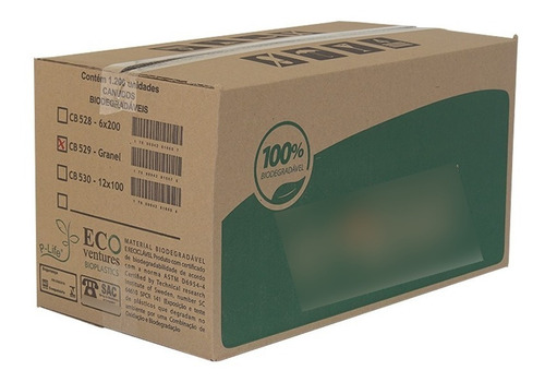 Cx 1200 Uni. Canudo Biodegradável P/ Drinks 8x205mm Atacado Cor Branco