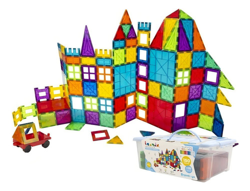 Set de construcción magnético Braintoys Imanix 150 piezas en caja