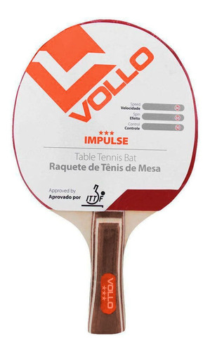 Raquete Tênis De Mesa Vollo Impulse - Pto/verm Un