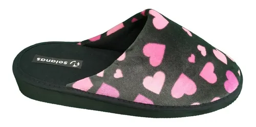 Pantuflas Chinelas Plush Mujer Art 231 Corazones Solanas