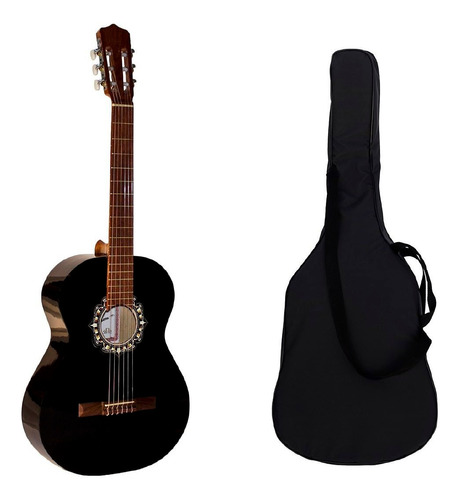 Guitarra Criolla Clásica Fonseca Modelo 25 Negra + Funda