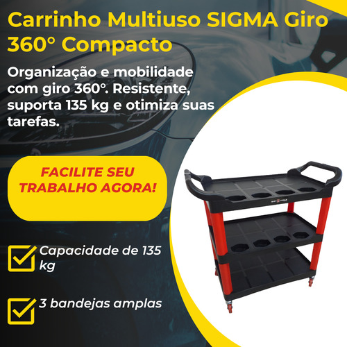 Carrinho Sigma Multiuso Com Rodas Giratorias