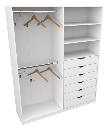Armário Arara Gaveta Brenda M3 100% Mdf Quarto Sapato Roupa Cor Branco