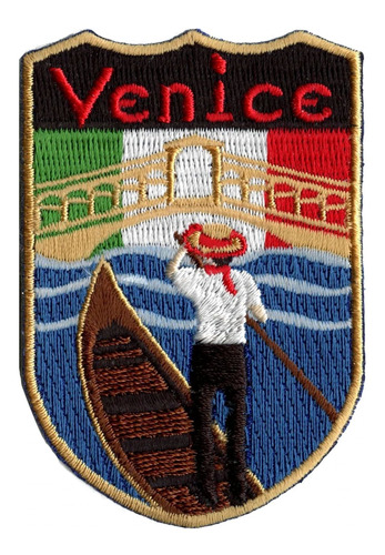 Parche Bordado Para Planchar Venice Italy Shield Azul 2  X