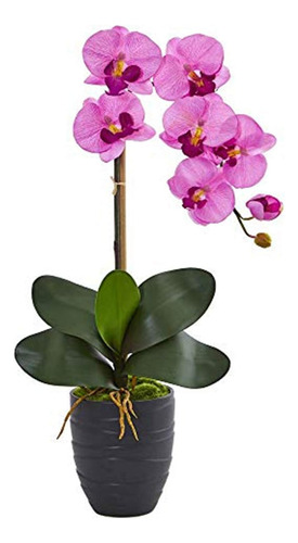 22.5in. Orquídea Phalaenopsis Artificial Jarrón Negro...