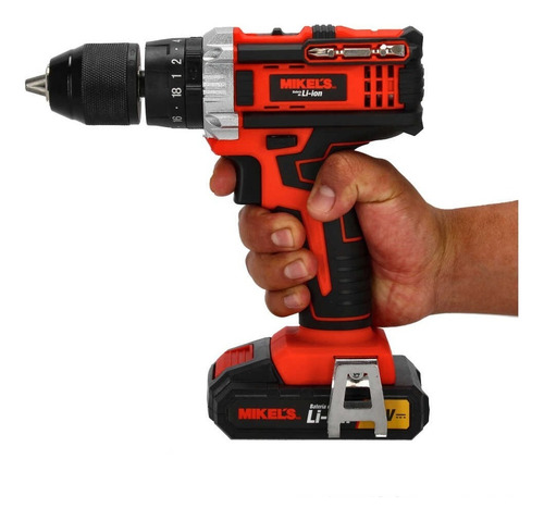 Taladro Atornillador Inalambrico 18v Mikels Tai-18 Color Negro/rojo
