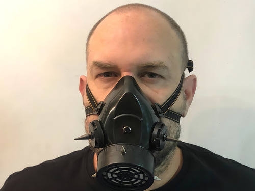 Gás Mask Cosplay Manifestação Gothic Black Punk Spikes Rave Cor Preto Cyberpunk