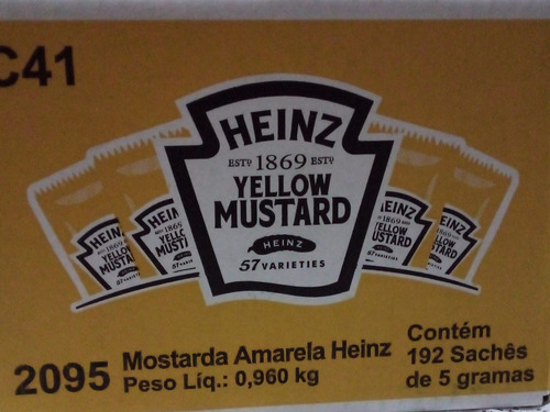 1 Caixa Sachês Mostarda 192x5g Heinz - Saches Mostarda Heinz