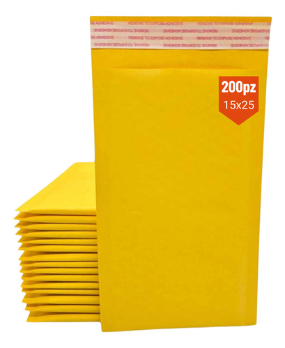 200 Sobres Burbuja Amarillo #3 Para Envíos 15x25cm