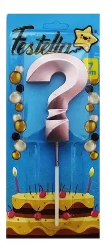 Vela Números Cumpleaños Signo De Interrogacion ? Oro Rosa
