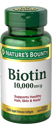 Biotina Nature's Bounty 10.000 Mcg 120 Caps - Unha E Cabelo Sabor Without Flavor