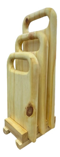 Set Pack Tablas De Madera Cocina Picar C/soporte  X 3 Piezas