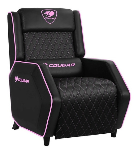 Imagen 2 de 4 de Silla de escritorio Cougar Ranger gamer negra y rosa con tapizado de cuero sintético