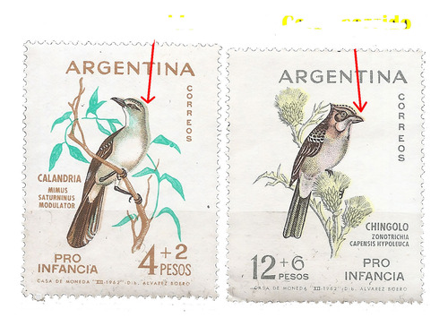 Argentina 663/4 Gj 1243/4 Variedad Catalogada Color 