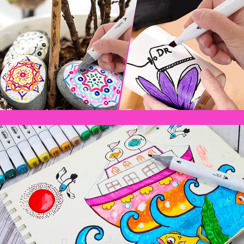 Conjunto De Marcadores Artísticos Coloridos Com Ponta Dupla