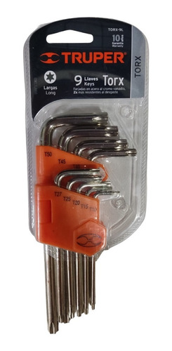 Juego De 9 Llaves Torx Largas C/organizador 13647 Truper