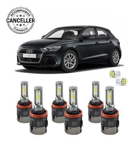 Kit Super Led Alto Baixo Milha Audi A1  C/ Canceller Canbus