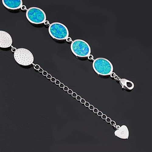 Cinily Pulsera De Ópalo De Fuego Azul Chapada En Oro Blanco