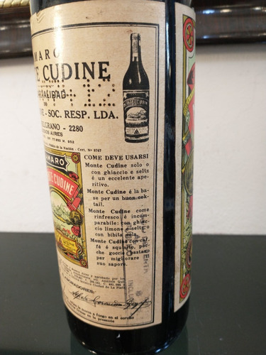 Imagen 8 de 10 de Antigua Botella De Amaro Monte Cudine 950cc