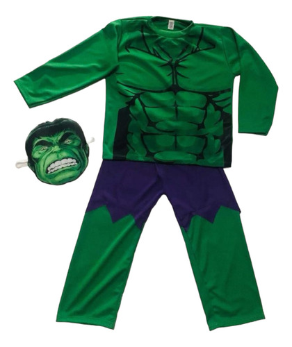 Disfraz Hulk Niño Con Máscara Excelente Calidad