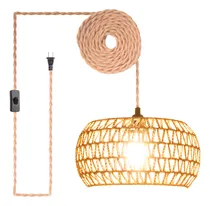 Comprar Lámpara Colgante Enchufable De Ratán, Luz Colgante Artesanal
