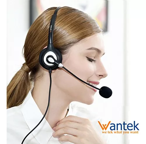 Wantek Auriculares USB con cable mono con micrófono de cancelación de ruido  y controles en línea, auriculares UC Business para Skype, SoftPhone