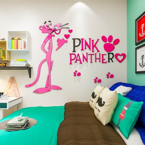 Imagen 2 de 2 de Pantera Rosa Decoracion 3d Acrilico Pared