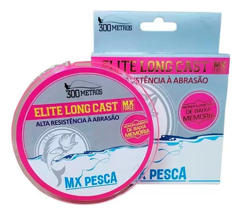 Linha Mx Pesca Mx Elite Long Cast 300m Rosa 0,30 11,42kg