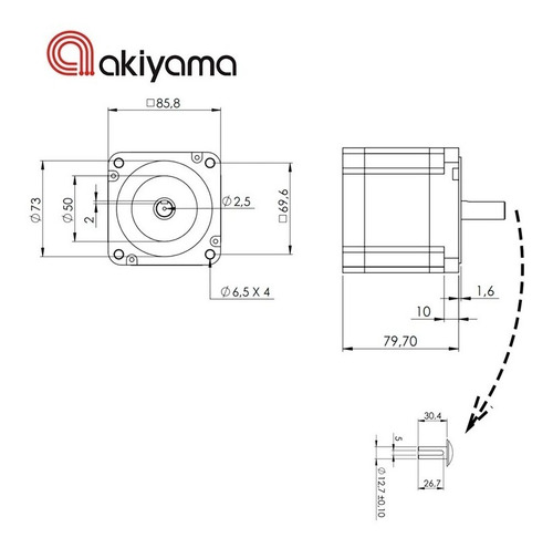 Imagem 6 de 7 de Motor De Passo Akiyama Nema 34 - 42kgf.cm Ak34/42f8fn1.8