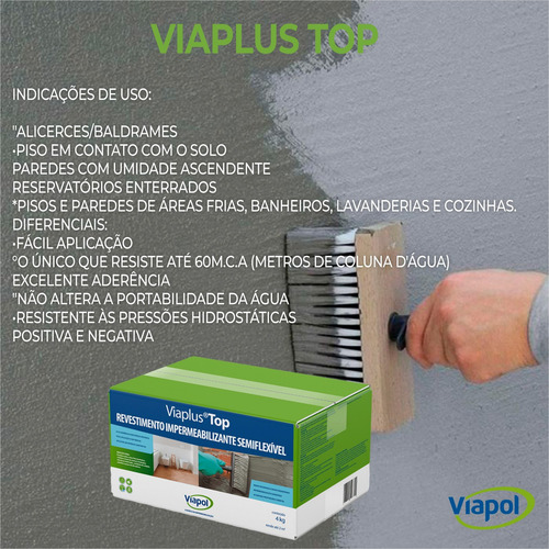 Argamassa Impermeavel Viaplus Top Viapol 4kg Kit 3 Und