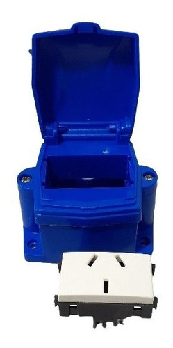 Caja Capsulada 1 Modulo Pp Azul + Toma 10a Blanco 