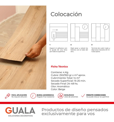 Imagen 4 de 6 de Adhesivo Base Acuosa Kekol Piso Vinilico Baldosa K645 4k Me