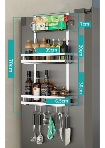 Soporte para Rollo de Papel Organizador magnético para frigorífico Unityoung Estante Lateral para refrigerador Estante de Cocina de Metal Estante para Especias 