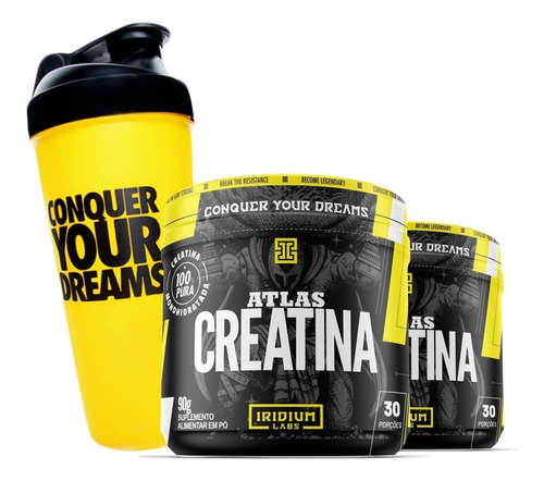 Kit 2x Creatina + Coqueteleira - Atlas creatina Iridium Labs Sabor Sem sabor