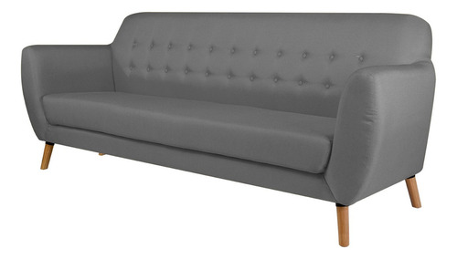 Sofá De 3 Plazas Vara Gris Claro Këssa Muebles Diseño De La Tela Liso