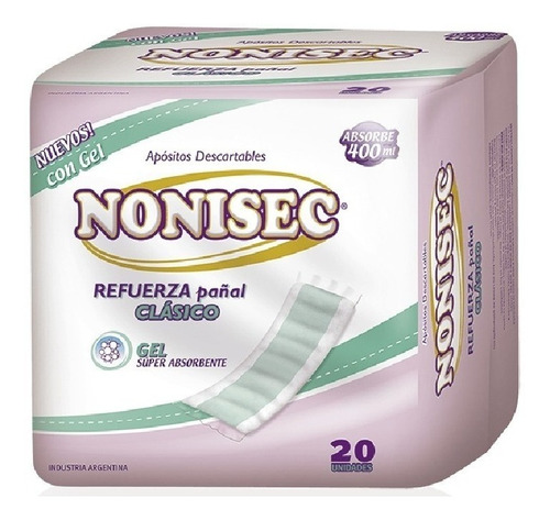  Nonisec Refuerza Pañal Clásico Descartable X 20 Unid. M A F Talle Grande