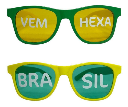 Kit 10 Óculos Personalizados Brandeira Bora Brasill Campeão