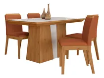 Comprar Mesa Com 4 Cadeiras Kiara 1,36 Cin\u002Foff White\u002Fterra - M.a Cor Cinamomo\u002Foff White\u002Fterracota Desenho do tecido das cadeiras Liso