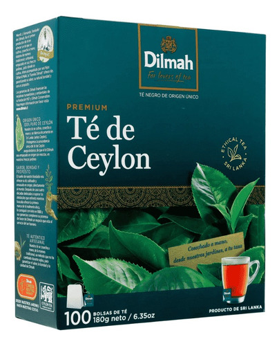 Dilmah Te Negro Ceylon Pure Premium 100 Bolsitas