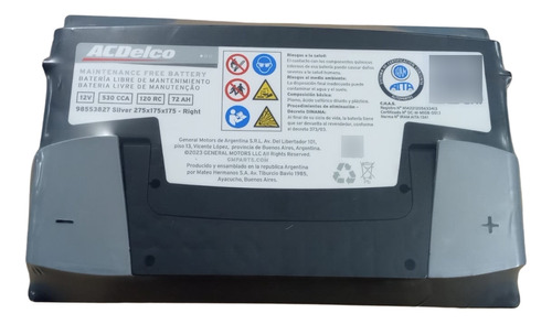 Bateria Acdelco 12x72 Chevrolet Tracker 1.8 2013/2015 3c