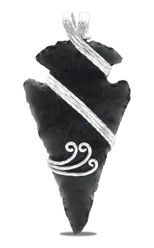 Dije De Punta De Flecha De Obsidiana En Plata De Ley