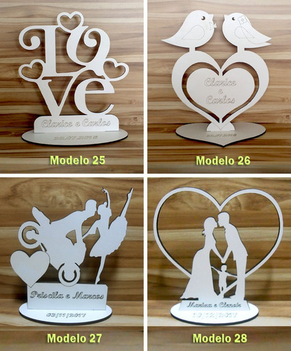 40x Lembrancinha Casamento Lb-32 Modelos - Mdf Branco 12cm