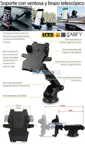 Imagen 5 de 6 de Soporte De Celular Con Ventosa Para Auto C/brazo Telescopico