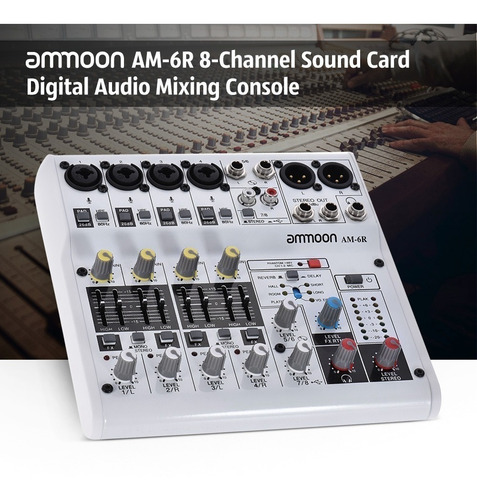Ammoon Am -6r 8- Channel Digital Audio Mixer Mixer Consol